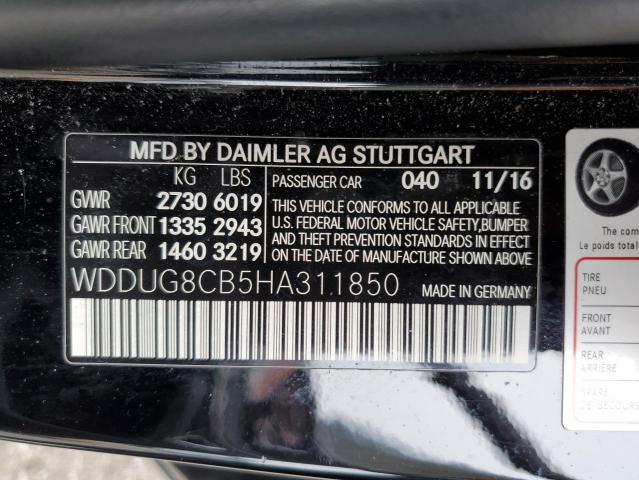 WDDUG8CB5HA311850 - 2017 MERCEDES-BENZ S 550 BLACK photo 12