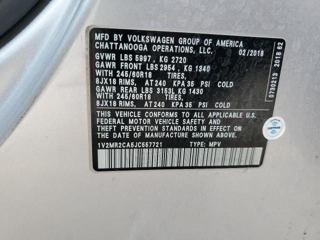 1V2MR2CA5JC557721 - 2018 VOLKSWAGEN ATLAS SEL Gümüş foto 13