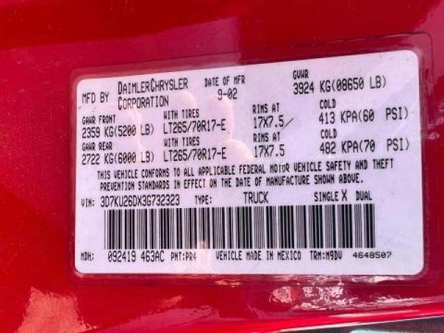 3D7KU26DX3G732323 - 2003 DODGE RAM 2500 ST Կարմիր լուսանկար 10