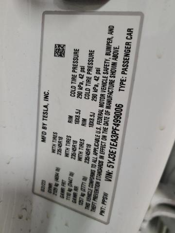 5YJ3E1EA3PF499006 - 2023 TESLA MODEL 3 თეთრი ფოტო 12