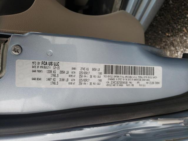 2C4RC1BG7GR240189 - 2016 CHRYSLER TOWN & COU TOURING ლურჯი ფოტო 13