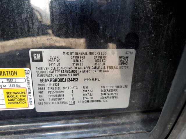 5GAKRBKD8EJ134493 - 2014 BUICK ENCLAVE GRAY photo 12