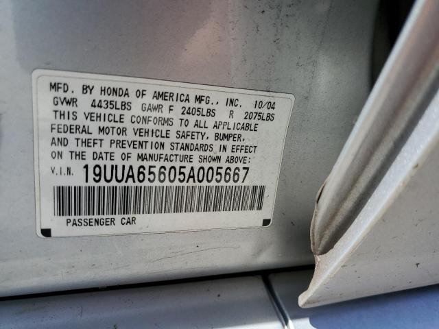 19UUA65605A005667 - 2005 ACURA TL SILVER photo 12