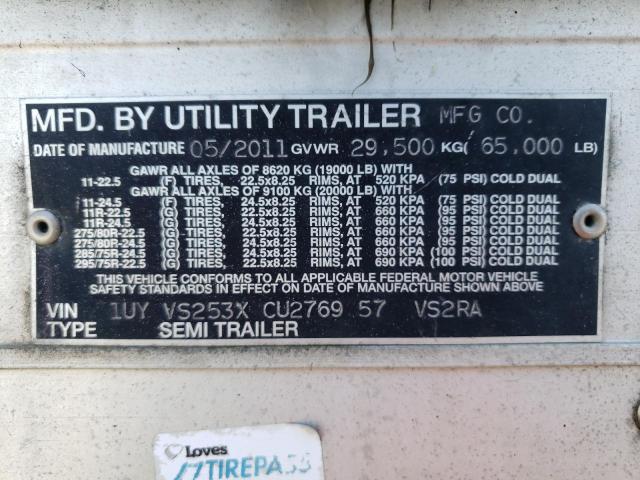 1UYVS253XCU276957 - 2012 UTILITY TRAILER თეთრი ფოტო 10