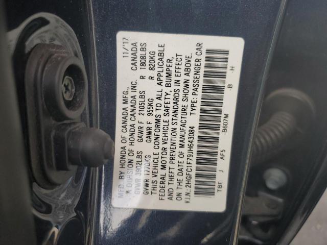 2HGFC1F79JH643084 - 2018 HONDA CIVIC EXL GRAY photo 12