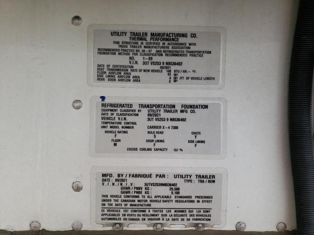 3UTVS2539N8536402 - 2022 UTILITY TL WHITE photo 9