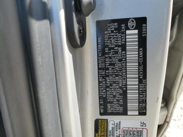 4T1BE32K65U624228 - 2005 TOYOTA CAMRY LE SILVER photo 12