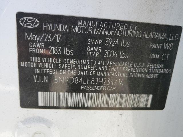 5NPD84LF8JH234716 - 2018 HYUNDAI ELANTRA SEL WHITE photo 13