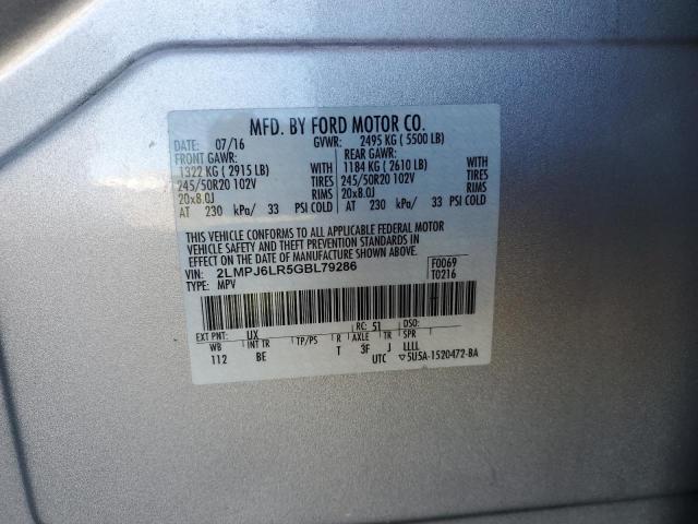 2LMPJ6LR5GBL79286 - 2016 LINCOLN MKX RESERVE Արծաթագույն լուսանկար 13