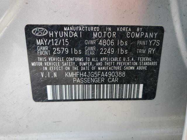 KMHFH4JG5FA490388 - 2015 HYUNDAI AZERA LIMITED SILVER photo 12