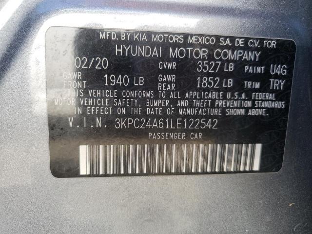 3KPC24A61LE122542 - 2020 HYUNDAI ACCENT SE BLUE photo 12