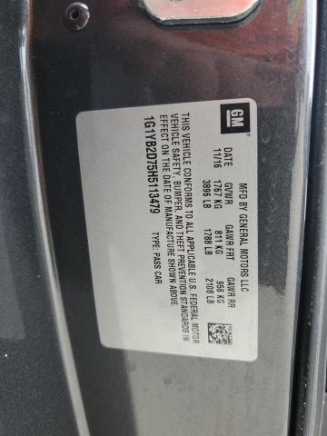 1G1YB2D75H5113479 - 2017 CHEVROLET CORVETTE STINGRAY 1LT CHARCOAL photo 13