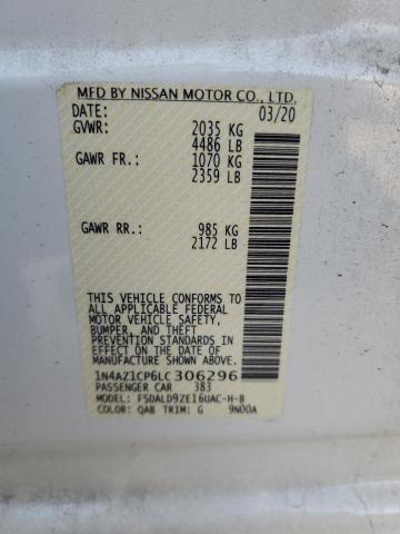 1N4AZ1CP6LC306296 - 2020 NISSAN LEAF SV WHITE photo 13