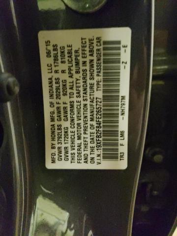 19XFB2F84FE265727 - 2015 HONDA CIVIC EX GRAY photo 12