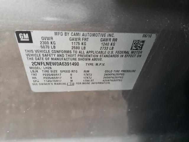 2CNFLNEW0A6391490 - 2010 CHEVROLET EQUINOX LT GRAY photo 13