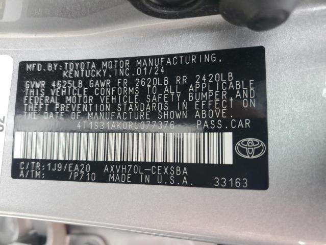 4T1S31AK0RU077376 - 2024 TOYOTA CAMRY SE NIGHT SHADE SILVER photo 12