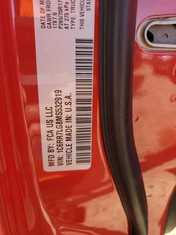 1C6RR7LG8MS532919 - 2021 RAM 1500 CLASS SLT წითელი ფოტო 12