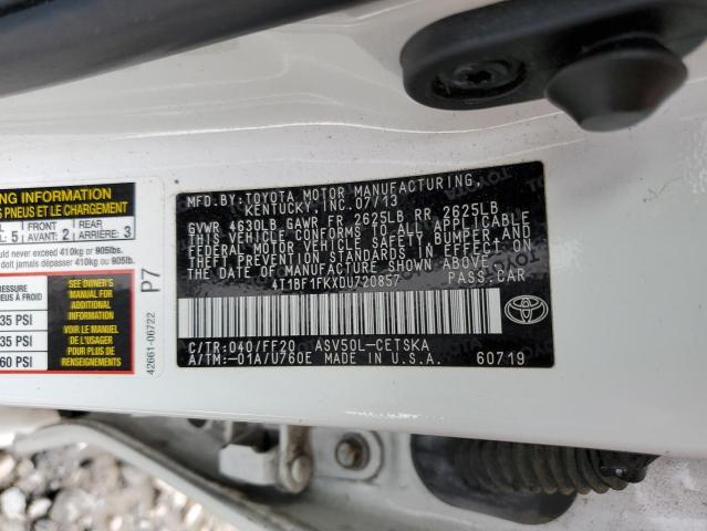 4T1BF1FKXDU720857 - 2013 TOYOTA CAMRY L WHITE photo 12