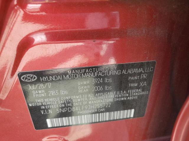 5NPD84LF9JH255722 - 2018 HYUNDAI ELANTRA SEL RED photo 12