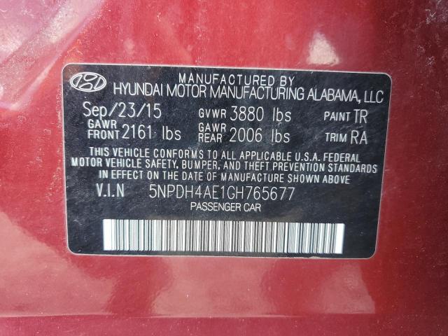 5NPDH4AE1GH765677 - 2016 HYUNDAI ELANTRA SE RED photo 12