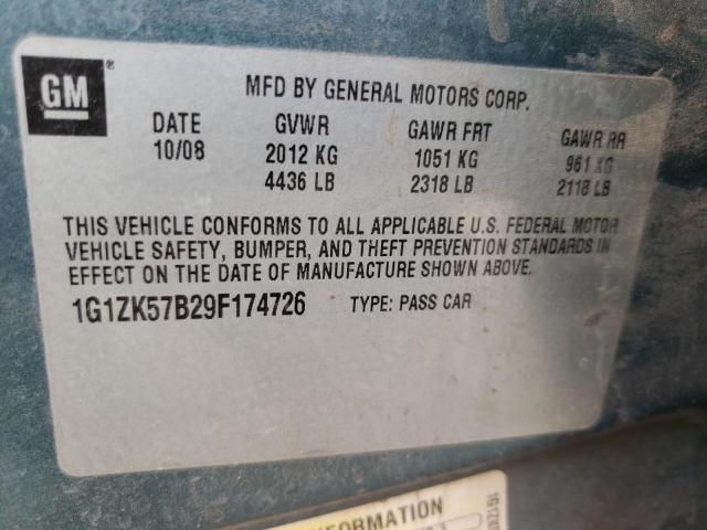 1G1ZK57B29F174726 - 2009 CHEVROLET MALIBU LTZ ნაცრისფერი ფოტო 12