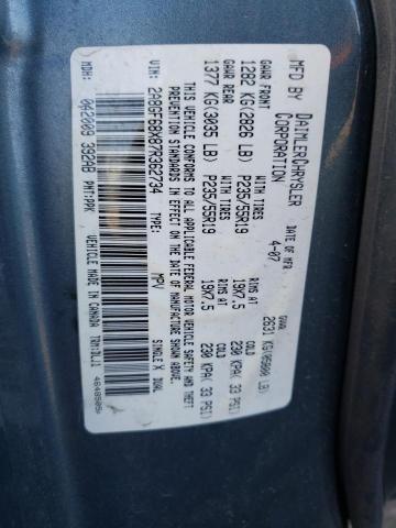 2A8GF68X87R362734 - 2007 CHRYSLER PACIFICA TOURING BLUE photo 12