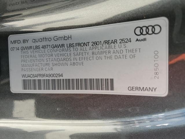 WUAC6AFR9FA900294 - 2015 AUDI RS5 GRAY photo 13