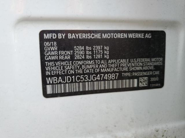 WBAJD1C53JG474987 - 2018 BMW 540XD WHITE photo 12