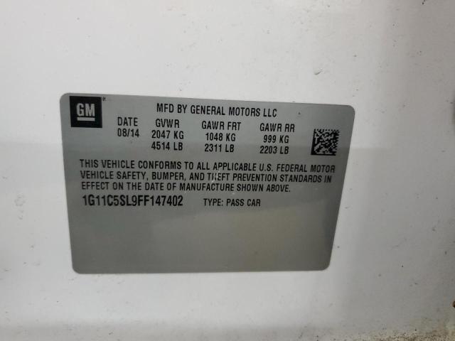 1G11C5SL9FF147402 - 2015 CHEVROLET MALIBU 1LT WHITE photo 12