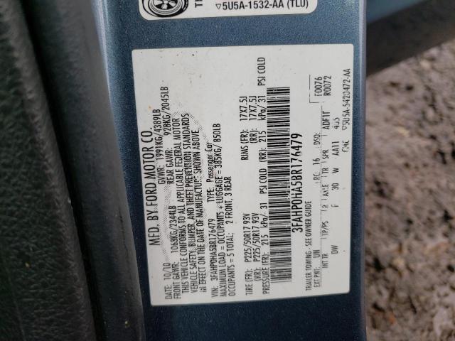 3FAHP0HA5BR176479 - 2011 FORD FUSION SE BLUE photo 12