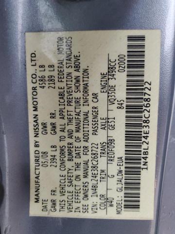 1N4BL24E38C268722 - 2008 NISSAN ALTIMA 3.5SE GRAY photo 13