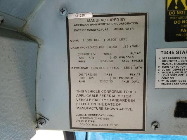 4DRBRABL23A951080 - 2003 IC CORPORATION 3000 ყვითელი ფოტო 10