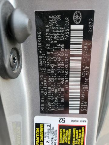 4T1G11AK2RU236099 - 2024 TOYOTA CAMRY SE NIGHT SHADE SILVER photo 12