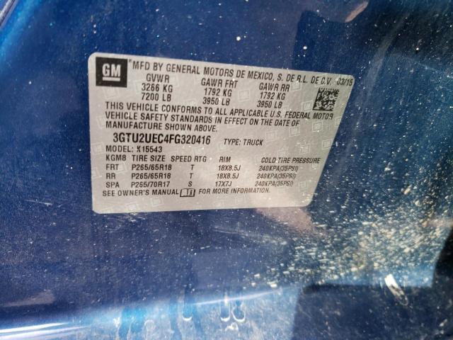 3GTU2UEC4FG320416 - 2015 GMC SIERRA K1500 SLE BLUE photo 12