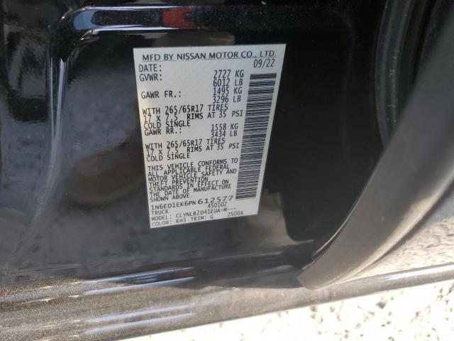 1N6ED1EK6PN612577 - 2023 NISSAN FRONTIER S BLACK photo 12