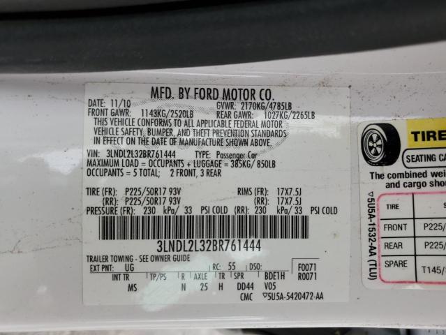 3LNDL2L32BR761444 - 2011 LINCOLN MKZ HYBRID WHITE photo 13