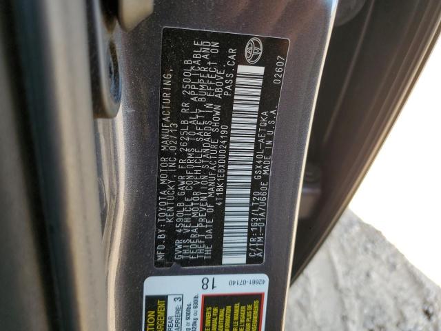 4T1BK1EBXDU024190 - 2013 TOYOTA AVALON BASE GRAY photo 12