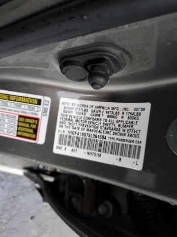 1HGFA16978L061604 - 2008 HONDA CIVIC EXL GRAY photo 12