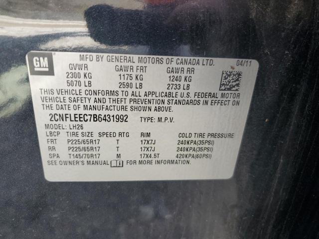 2CNFLEEC7B6431992 - 2011 CHEVROLET EQUINOX LT BLACK photo 13