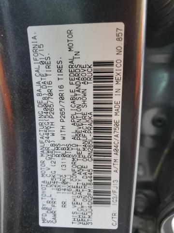 3TMJU4GN2FM184445 - 2015 TOYOTA TACOMA DOUBLE CAB PRERUNNER CHARCOAL photo 12