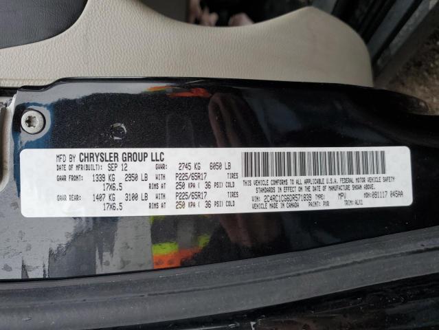 2C4RC1CG6DR571839 - 2013 CHRYSLER TOWN & COU TOURING L BLACK photo 12