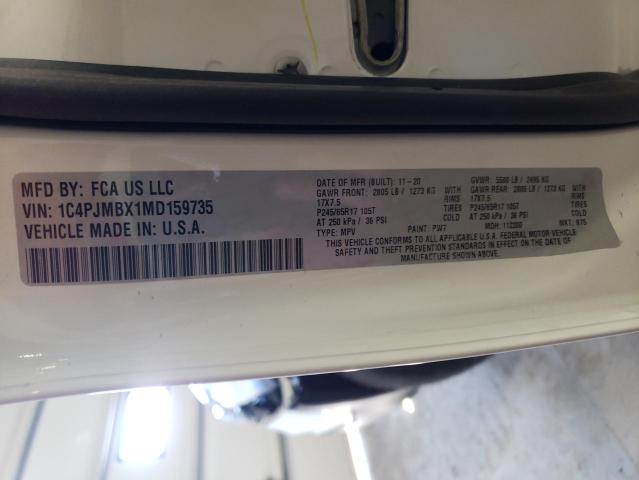 1C4PJMBX1MD159735 - 2021 JEEP CHEROKEE TRAILHAWK თეთრი ფოტო 13