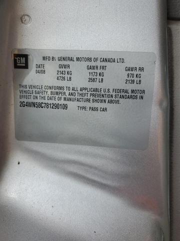 2G4WN58C781290109 - 2008 BUICK LACROSSE SUPER SERIES SILVER photo 12