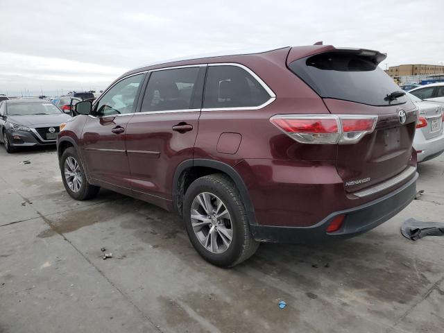 5TDKKRFH5ES007793 - 2014 TOYOTA HIGHLANDER XLE BURGUNDY photo 2