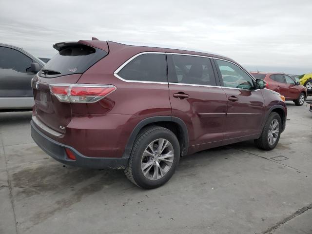 5TDKKRFH5ES007793 - 2014 TOYOTA HIGHLANDER XLE BURGUNDY photo 3