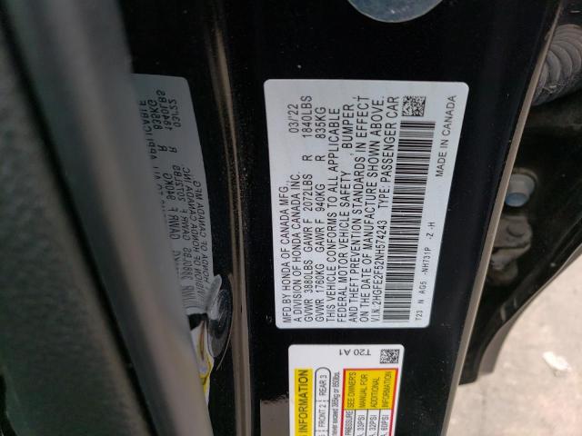 2HGFE2F52NH574243 - 2022 HONDA CIVIC SPORT 黑色 照片 13