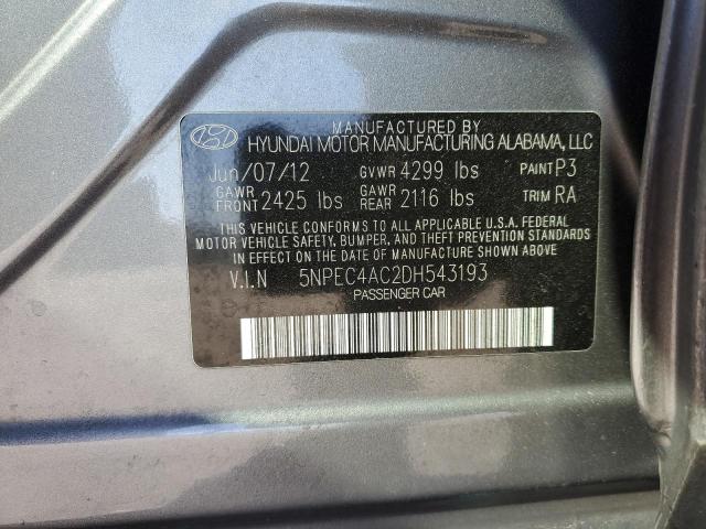 5NPEC4AC2DH543193 - 2013 HYUNDAI SONATA SE GRAY photo 13