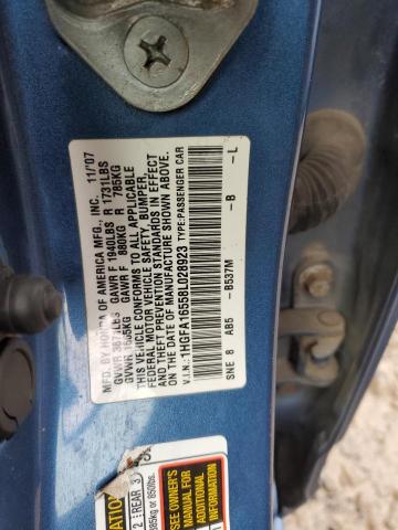 1HGFA16558L028923 - 2008 HONDA CIVIC LX BLUE photo 12