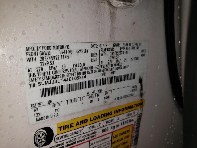 5LMJJ3LT4JEL05314 - 2018 LINCOLN NAVIGATOR L RESERVE 白色 照片 14