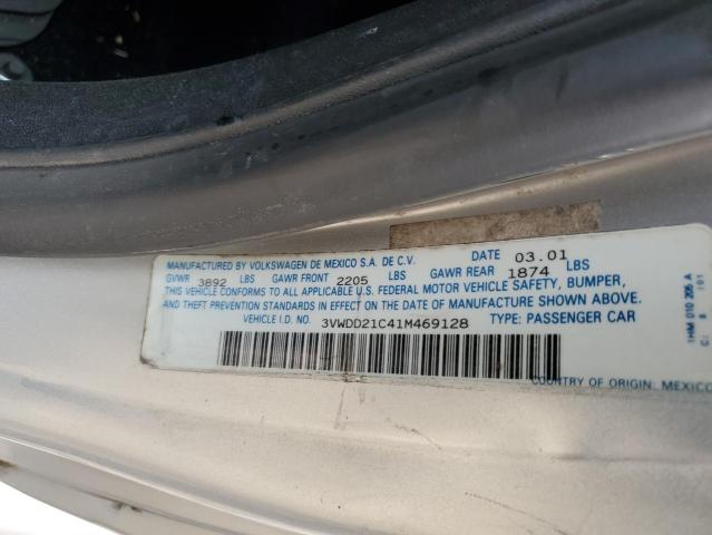 3VWDD21C41M469128 - 2001 VOLKSWAGEN NEW BEETLE GLX 银色 照片 12